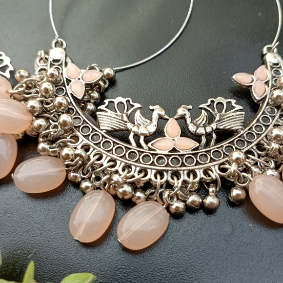 Peacock Baby Pink Ethnic Earrings - Picture 11 of 11